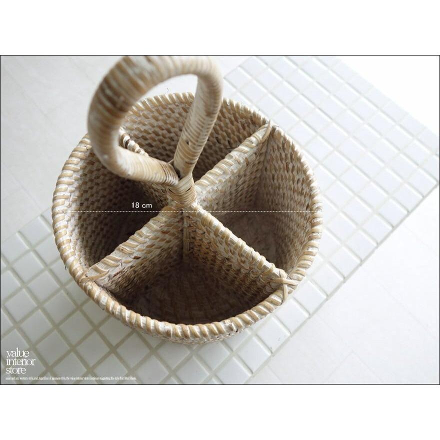 ラタンマルチスタンドWW カトラリースタンド 手編み 小物入れ 取っ手付キッチン収納 ナチュラルホワイト 籐 ハンドメイド 自然素材 |  | 04