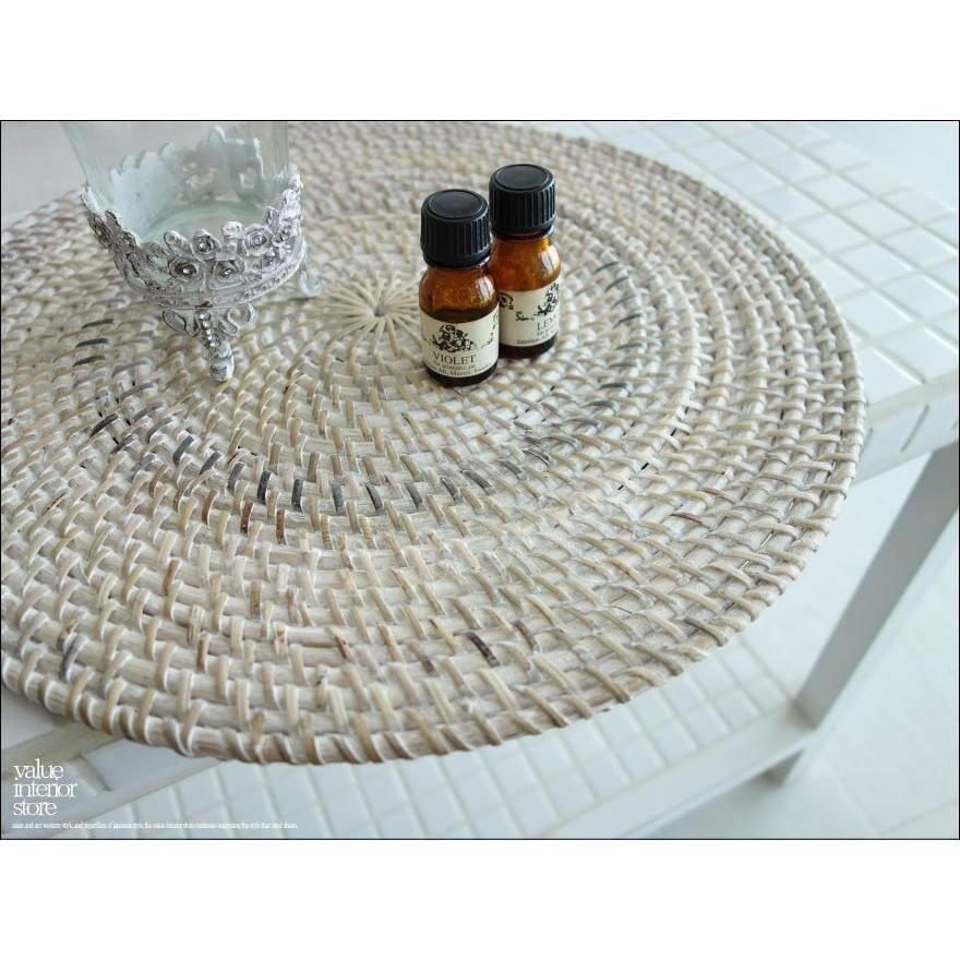 ラタン ランチョンマットWW 手編みマット 敷物 テーブルウェア 円形 籐 キッチン雑貨 ナチュラルホワイト ハンドメイド 自然素材 Φ35cm |  | 03