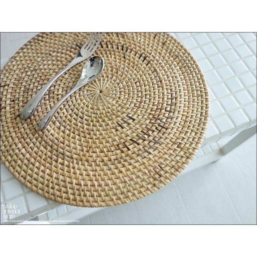 ラタン ランチョンマットNA 手編みマット 敷物 テーブルウェア 円形 籐 キッチン雑貨 ナチュラル  プレイスマット 自然素材 Φ35cm |  | 02