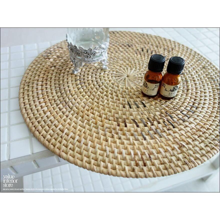 ラタン ランチョンマットNA 手編みマット 敷物 テーブルウェア 円形 籐 キッチン雑貨 ナチュラル  プレイスマット 自然素材 Φ35cm |  | 03