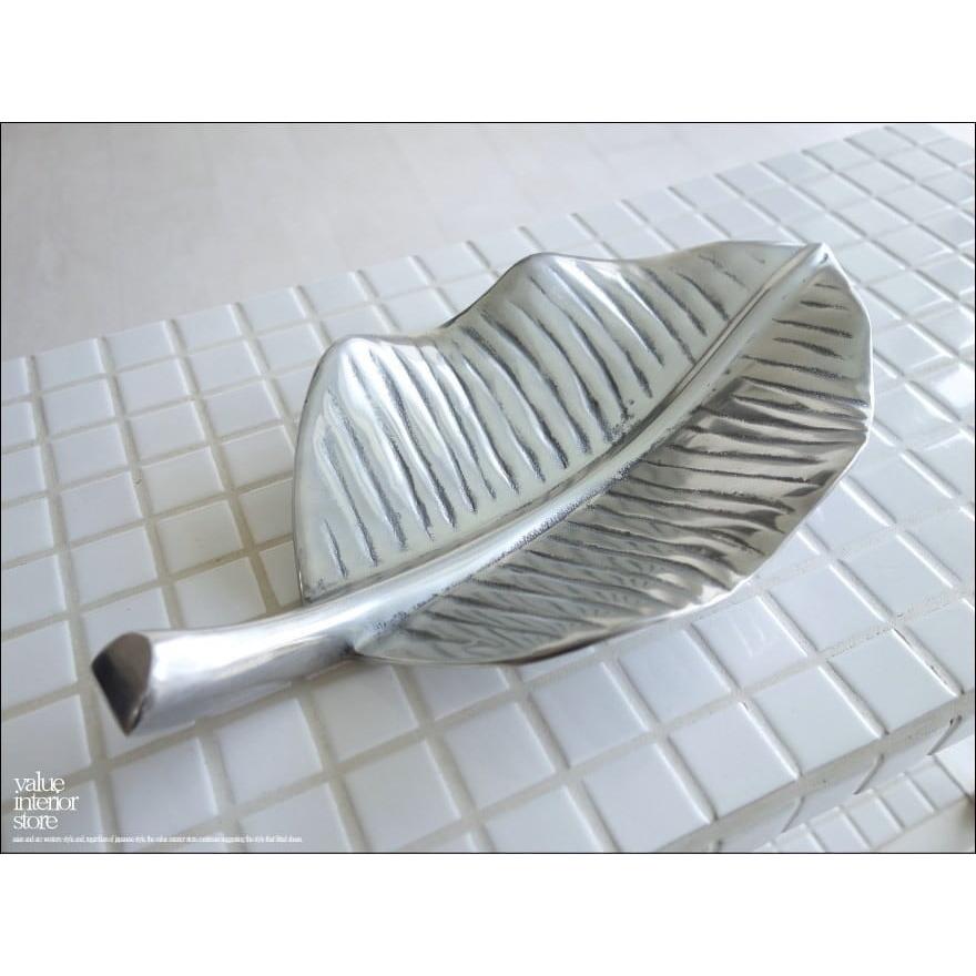 バナナリーフトレイ28cm ステンレス製 ボウル 盛皿 小皿 トレー ボウル 小物入れ トレイ 新品 モダン / Size : 28 × 14.5 × 4.5cm |  | 04
