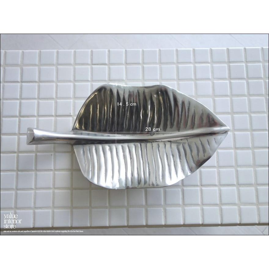 バナナリーフトレイ28cm ステンレス製 ボウル 盛皿 小皿 トレー ボウル 小物入れ トレイ 新品 モダン / Size : 28 × 14.5 × 4.5cm |  | 06