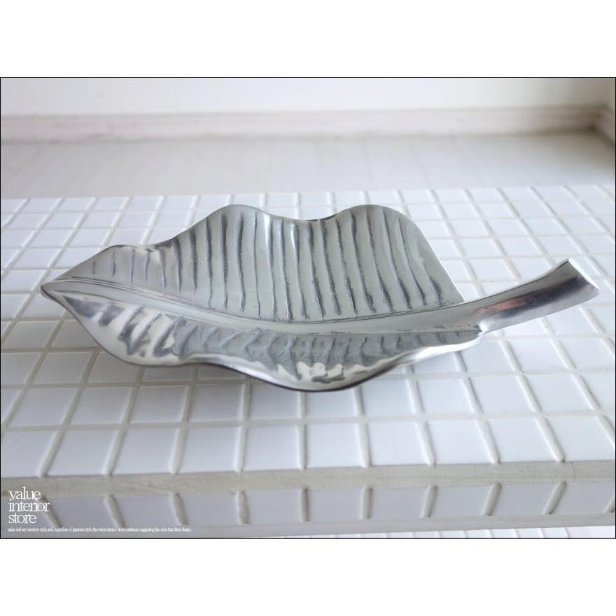 バナナリーフトレイ28cm ステンレス製 ボウル 盛皿 小皿 トレー ボウル 小物入れ トレイ 新品 モダン / Size : 28 × 14.5 × 4.5cm |  | 07
