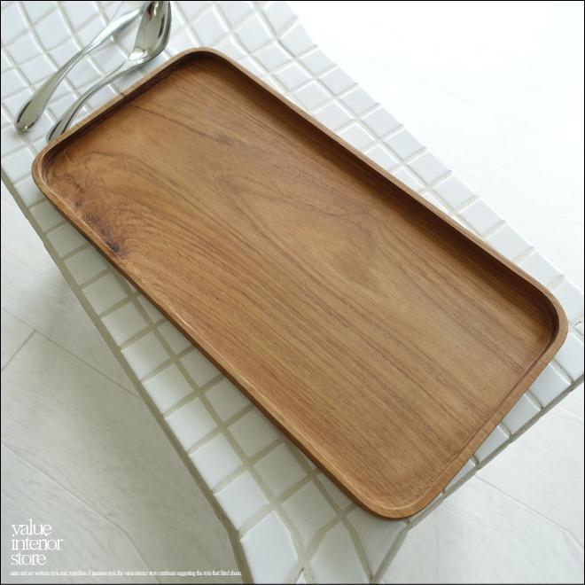 チークトレイRect35cm お盆 トレー サービングトレイ 木皿 プレート 長皿 平皿 木の皿 洋食器 無垢材食器 | 