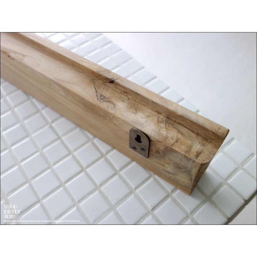 チーク総無垢 ウォールシェルフ角N88cm ウォールラック 壁掛収納用品 ナチュラル シンプル 天然木 収納棚 木製棚 手作り 真鍮金物 銘木 |  | 02
