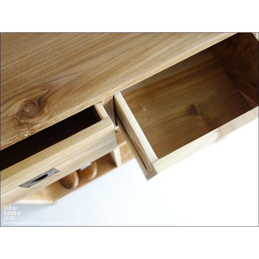 チーク総無垢 シェルフ引出二杯N 本棚 収納棚 ナチュラル 飾り棚 書棚 リビングシェルフ シンプル 間仕切り 無垢材家具 送料無料 |  | 01