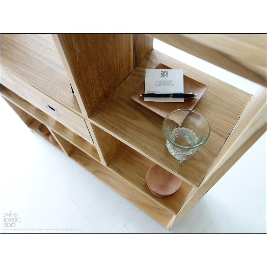 チーク総無垢 シェルフ引出二杯N 本棚 収納棚 ナチュラル 飾り棚 書棚 リビングシェルフ シンプル 間仕切り 無垢材家具 送料無料 |  | 07