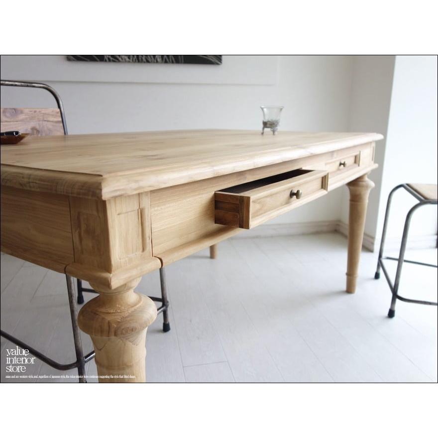 チーク総無垢 ダイニングテーブルREA 食卓テーブル デスク 手作り 机 シンプル 新品 ナチュラル 送料無料 世界三大銘木 W150×D90cm |  | 06