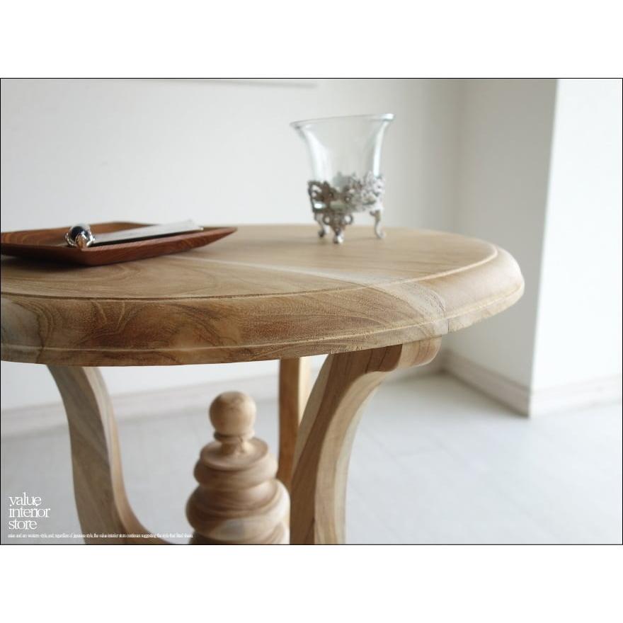 チーク総無垢材 サイドテーブルAN カフェテーブル 机 コーヒーテーブル 円形 新品 ナチュラル 素朴天然素材 総無垢 銘木家具 送料無料 |  | 01