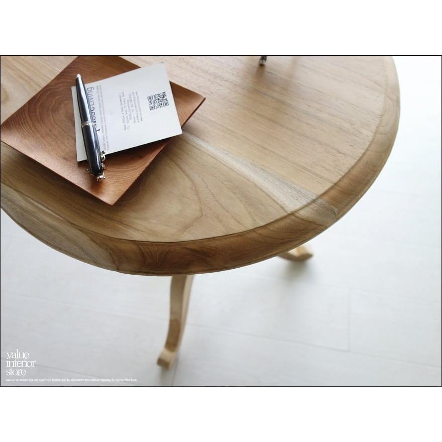 チーク総無垢材 サイドテーブルAN カフェテーブル 机 コーヒーテーブル 円形 新品 ナチュラル 素朴天然素材 総無垢 銘木家具 送料無料 |  | 03