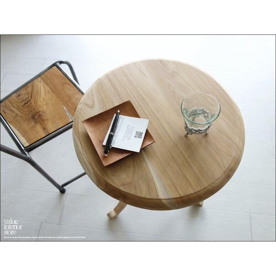 チーク総無垢材 サイドテーブルAN カフェテーブル 机 コーヒーテーブル 円形 新品 ナチュラル 素朴天然素材 総無垢 銘木家具 送料無料 |  | 04