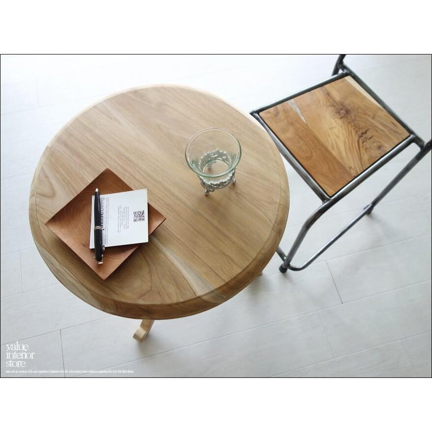 チーク総無垢材 サイドテーブルAN カフェテーブル 机 コーヒーテーブル 円形 新品 ナチュラル 素朴天然素材 総無垢 銘木家具 送料無料 |  | 05