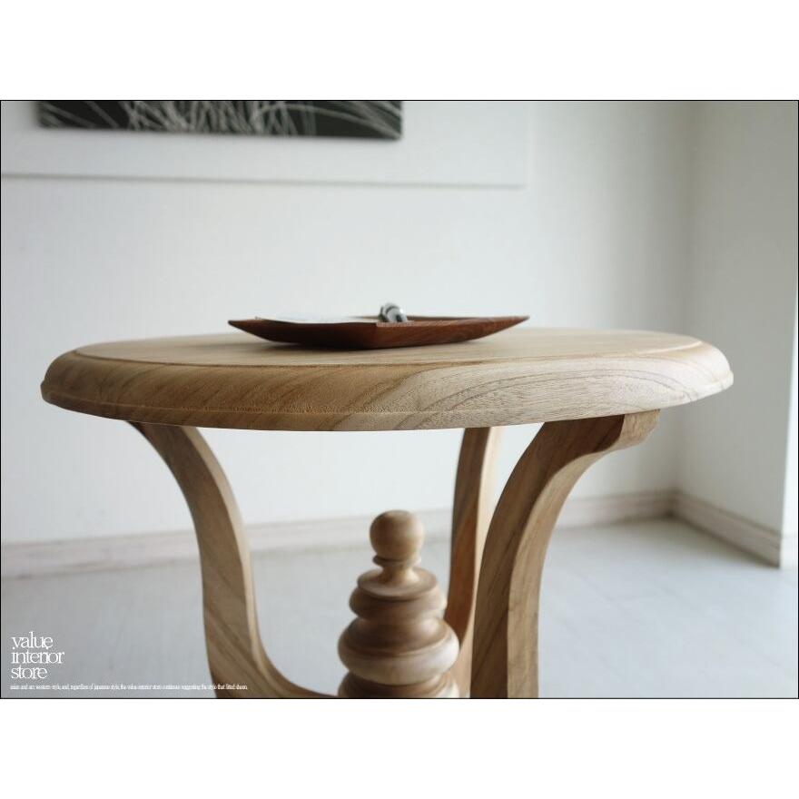 チーク総無垢材 サイドテーブルAN カフェテーブル 机 コーヒーテーブル 円形 新品 ナチュラル 素朴天然素材 総無垢 銘木家具 送料無料 |  | 06