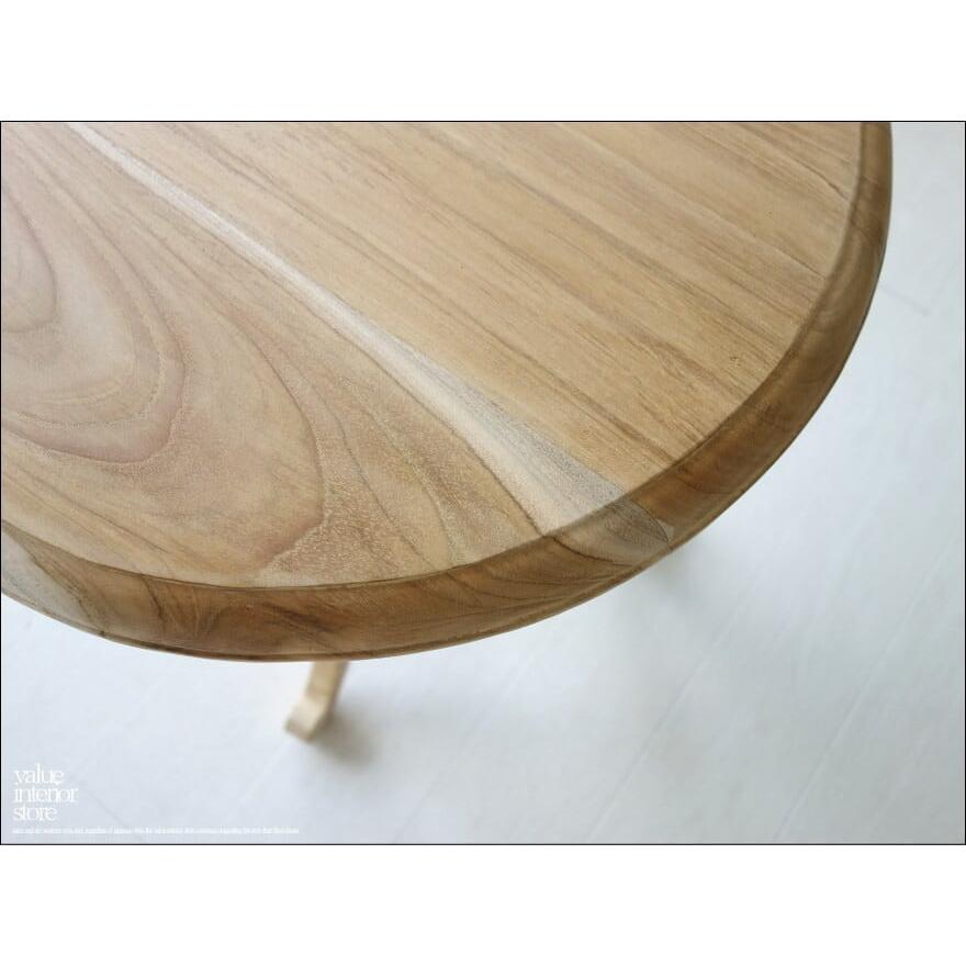 チーク総無垢材 サイドテーブルAN カフェテーブル 机 コーヒーテーブル 円形 新品 ナチュラル 素朴天然素材 総無垢 銘木家具 送料無料 |  | 08