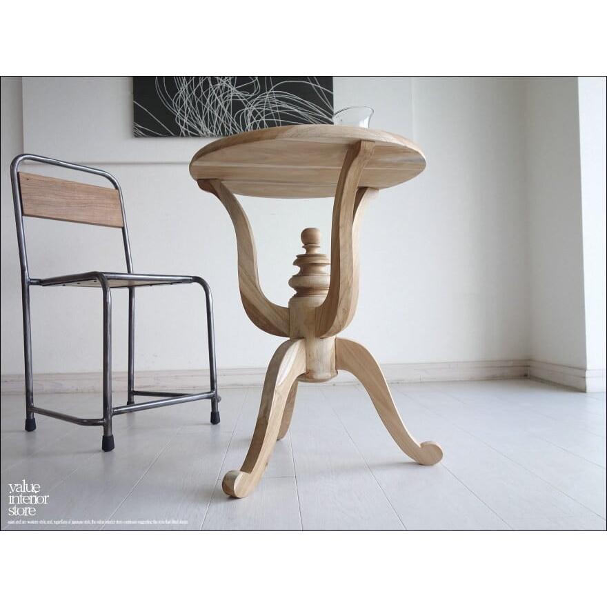 チーク総無垢材 サイドテーブルAN カフェテーブル 机 コーヒーテーブル 円形 新品 ナチュラル 素朴天然素材 総無垢 銘木家具 送料無料 |  | 09