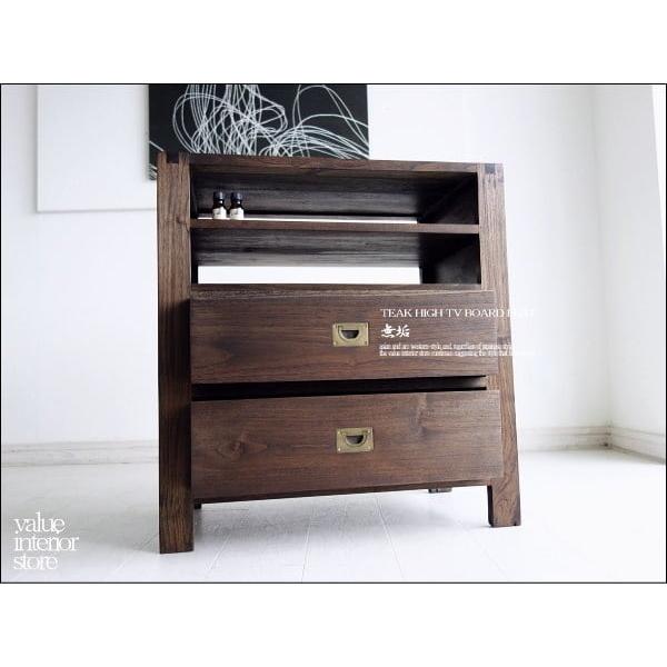 手作り家具 チークテレビ台flatハイタイプ引出しWM テレビボード ローボード AVボード 総無垢 TVボード 和風 銘木 高さ約72cm | 