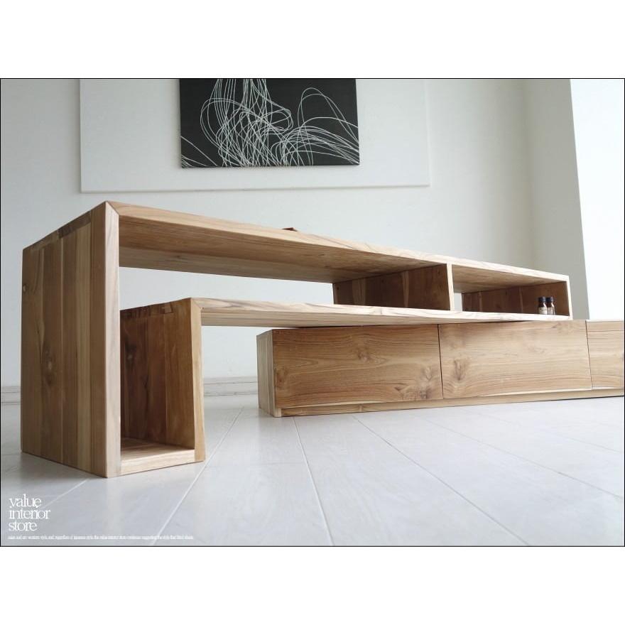 チーク無垢材 伸縮式テレビ台N ローボード 新品 テレビボード TVボード ナチュラル 天然木 手作り 素朴 和 総無垢 世界三大銘木 送料無料 |  | 05