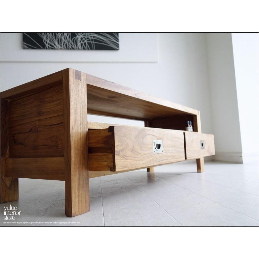 チークテレビ台flat100cmN引出し 銘木 テレビボード ナチュラル 木製 AVボード ローボード 総無垢 TVボード 真鍮金物 ハンドメイド 和風 |  | 01