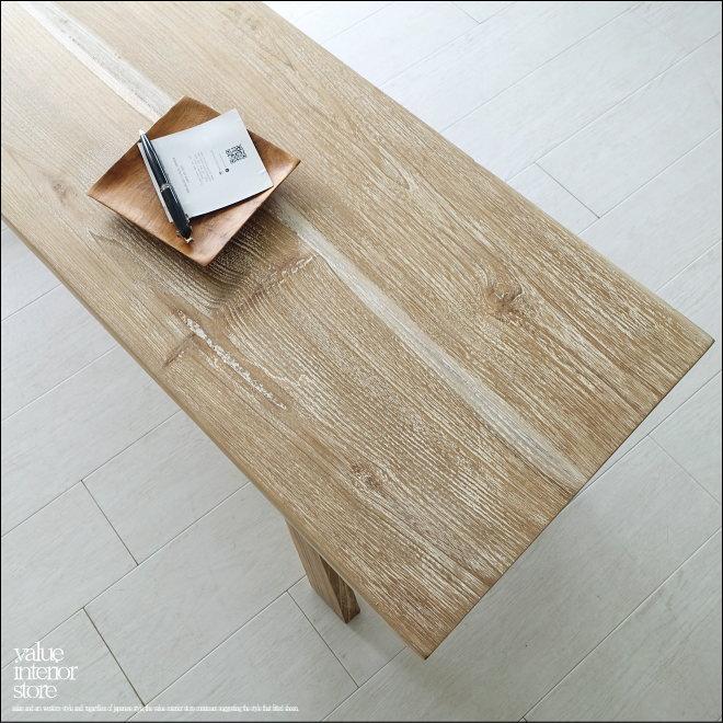 チーク無垢材 ベンチBanc/WW 長椅子 ダイニングベンチ 一枚板 シャビー ナチュラルホワイト 椅子 イス シンプル 世界三大銘木 送料無料 |  | 03