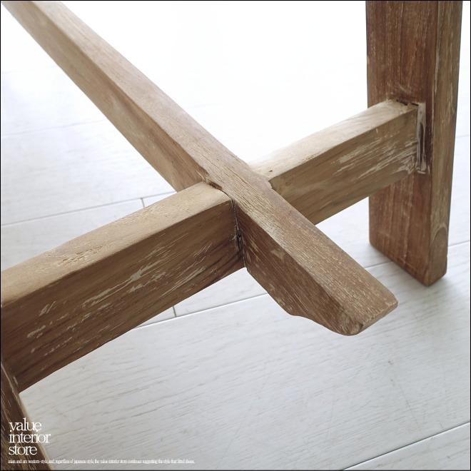 チーク無垢材 ベンチBanc/WW 長椅子 ダイニングベンチ 一枚板 シャビー ナチュラルホワイト 椅子 イス シンプル 世界三大銘木 送料無料 |  | 07