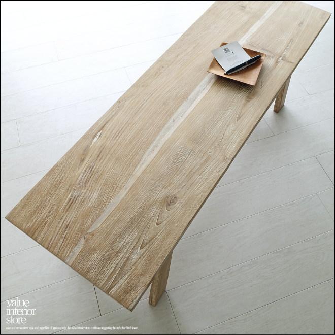 チーク無垢材 ベンチBanc/WW 長椅子 ダイニングベンチ 一枚板 シャビー ナチュラルホワイト 椅子 イス シンプル 世界三大銘木 送料無料 |  | 09