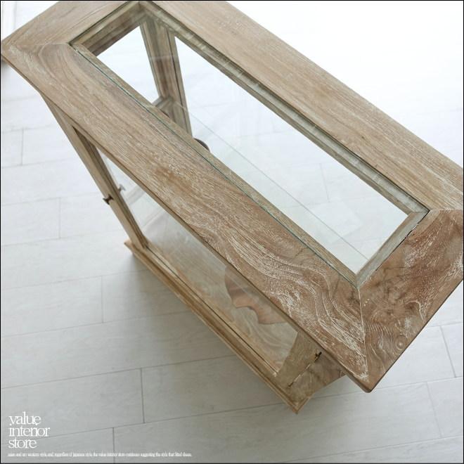 ガラスショーケースVitri/NW 陳列ケ−ス コレクションケース 飾り棚 ガラスケース 店舗什器 店舗家具 白 チーク無垢材 |  | 08