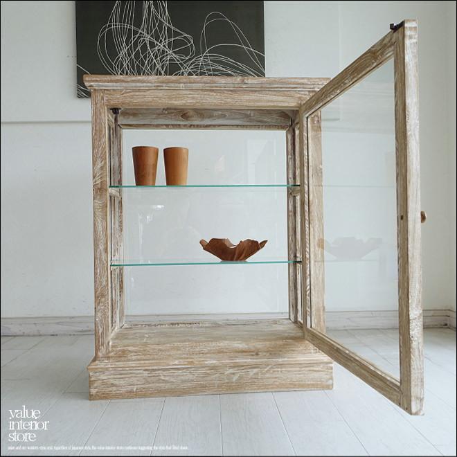 ガラスショーケースVitri/NW 陳列ケ−ス コレクションケース 飾り棚 ガラスケース 店舗什器 店舗家具 白 チーク無垢材 |  | 09