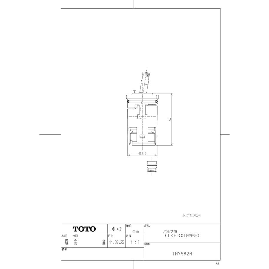 TOTO シングルレバー用カートリッジ 3.2×3.2×5.7cm THY582N : ハッピー