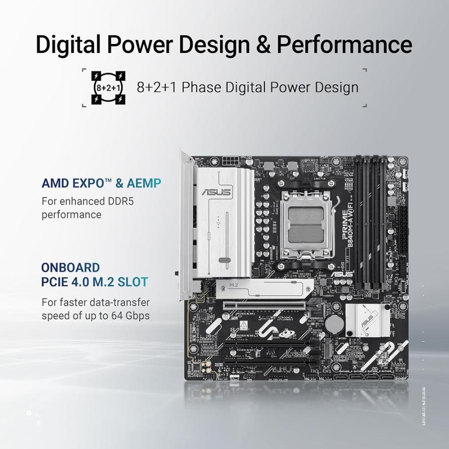 ASUS PRIME B840M-A WIFI-CSM AMD AM5 B840 mATX マザーボード 自作 PC