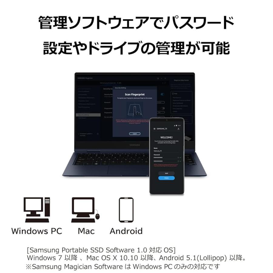 Samsung T7 Shield 4TB 外付けSSD 【防水】 国内正規保証品 最大1，050MB/秒 USB3.2 Gen2 Type-C iPhone15動作確認済み MU-PE4T0S-IT