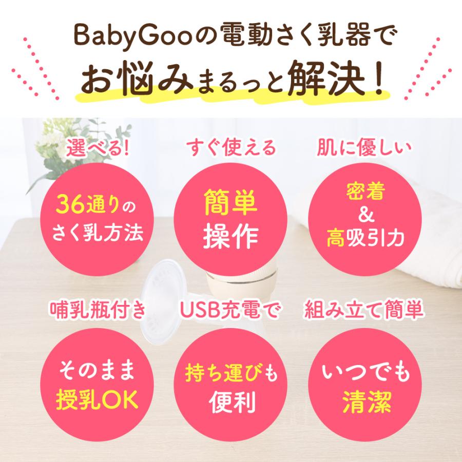 BabyGoo 電動 搾乳機 選べる36パターンの搾乳方法 産婦人科医＆助産師W 