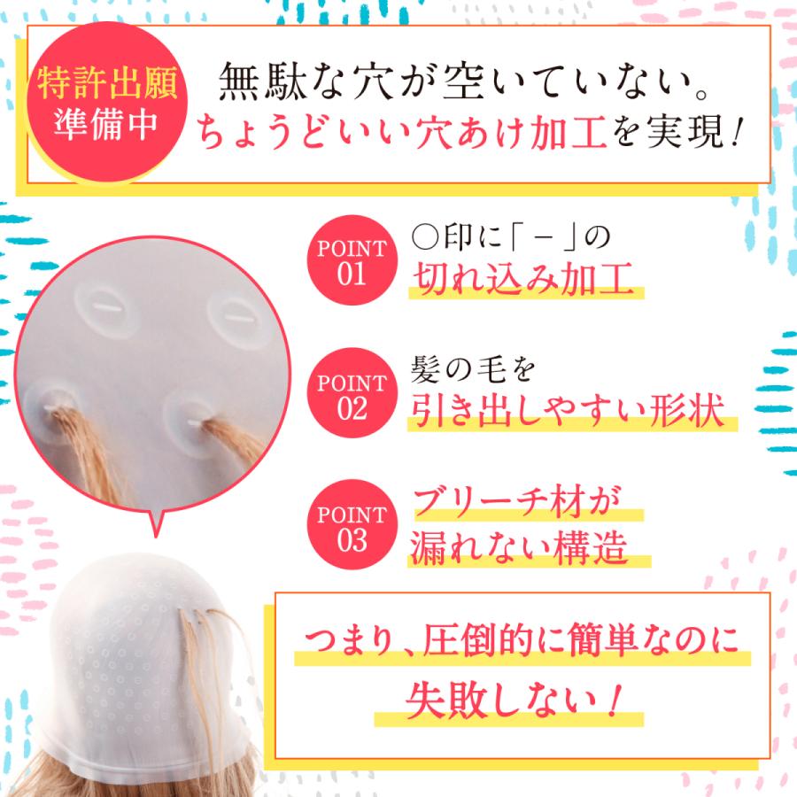 ライトアップベア 穴あけ不要 ハイライトキャップ メッシュキャップ ヘアカラー 穴
