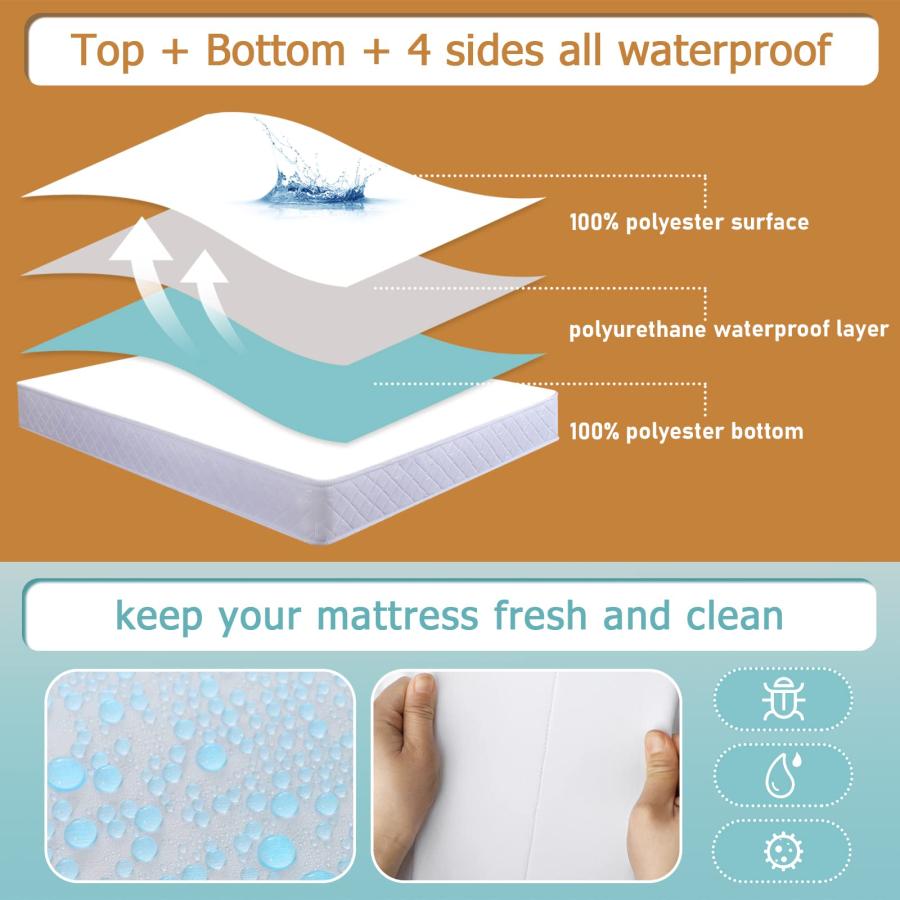 Bedecor Zippered Queen Mattress Protector Cover for 16"-18" Depth Mattress,Fully Encased Liquid Proof Urine Pee Protection Breathable Smooth Incontine｜valueselection2｜02