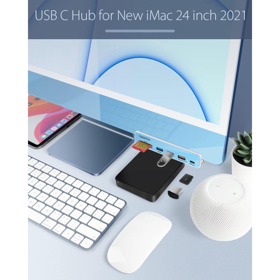 TWOPAN USB Cハブ マルチポートアダプター iMac用 6イン1 USB C - USBアダプター iMac 2021 ノートパソコン用USBハブ iMac 24インチ 2021 USBスプリッター USB 3｜valueselection2｜06