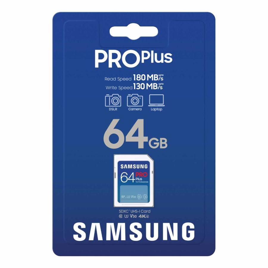 SAMSUNG PRO Plus フルサイズ 64GB SDXC メモリーカード 最大180MB/秒 フルHD ＆ 4K UHD UHS-I C10 U3 V30 デジタル一眼レフ ミラーレスカメラ PC MB-SD64S/AM 2｜valueselection2｜03