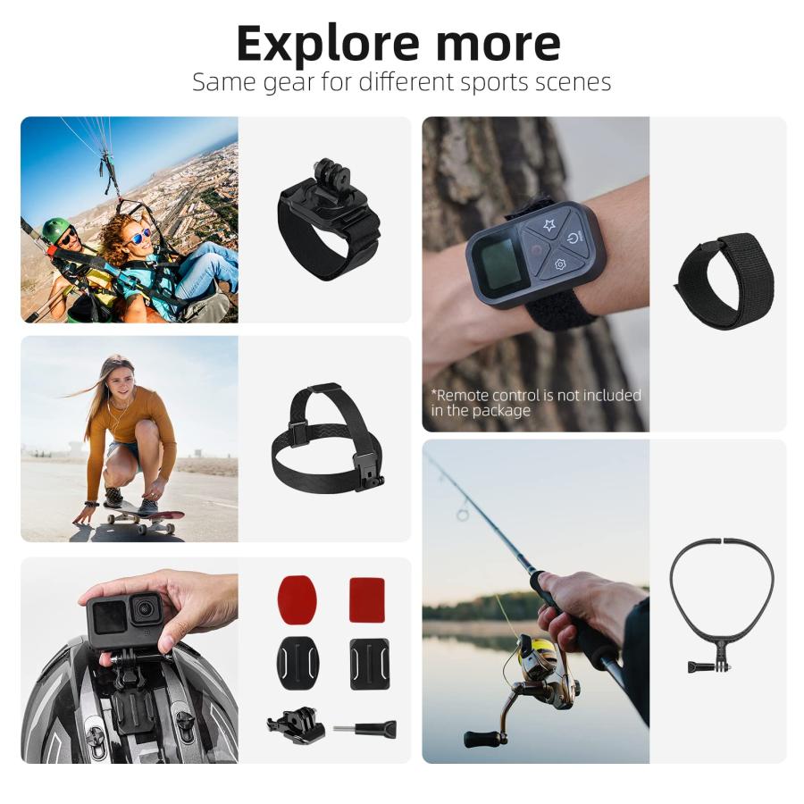 Adaptom アクションカメラアクセサリーキット 防水ケース付き GoPro用 ネックマウント+自撮り棒+バイクマウント GoPro Hero 12 11 10 9 8 7 6 5 4 GoPro Max GoP｜valueselection2｜09