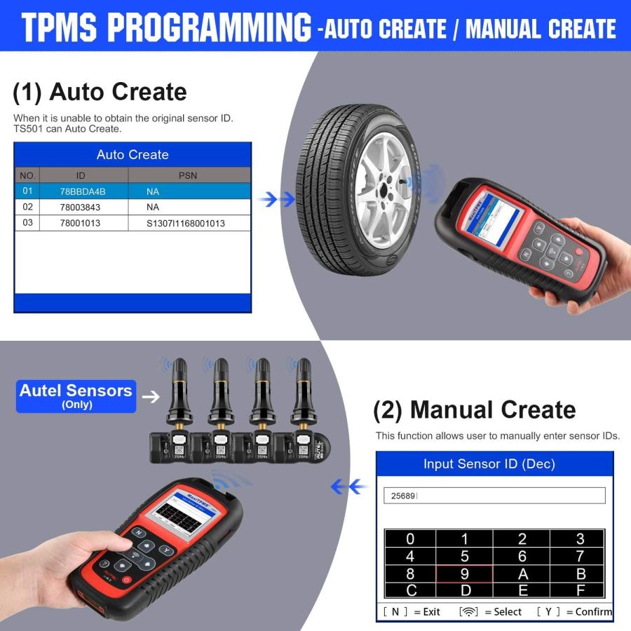 Autel MaxiTPMS TS501 TPMSサービスタイヤ空気圧ツールカー診断ツール 