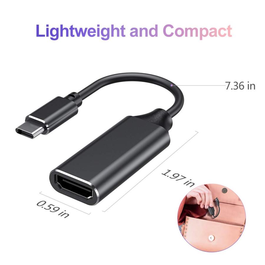 大阪高裁 USB C to HDMI Adapter 4K for Mac OS， Type-C to HDMI Adapter (Thunderbolt 3)， Compatible with MacBook Pro 2019/2018/2017， MacBook Air， Galaxy