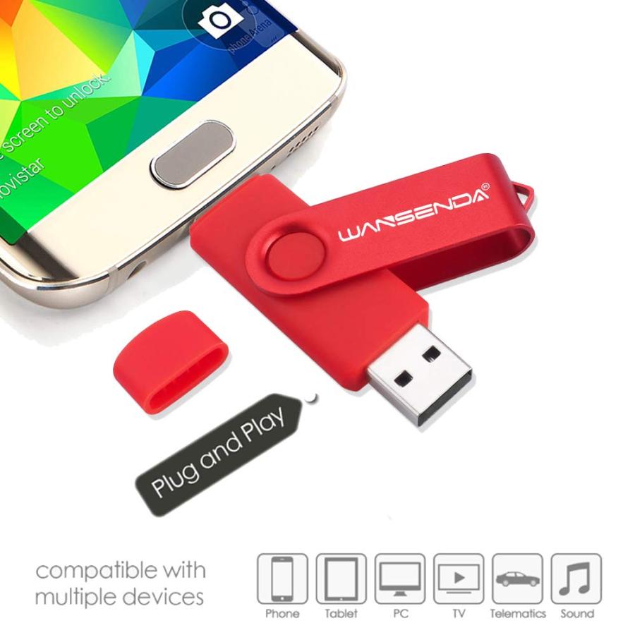 Wansenda S100 OTG USB フラッシュドライブ USB 2.0 ペンドライブ 16GB 32GB 64GB 128GB Androidデバイス/PC/タブレット/Mac用 32GB レッド WSD-S100-Red-32G｜valueselection｜04
