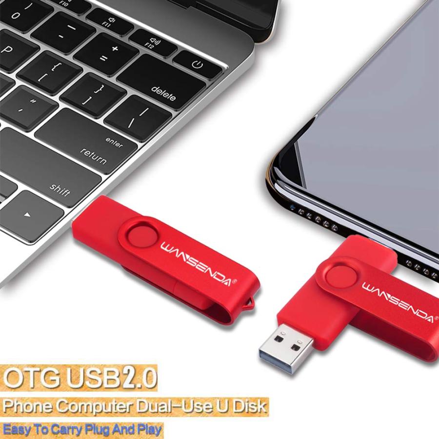 Wansenda S100 OTG USB フラッシュドライブ USB 2.0 ペンドライブ 16GB 32GB 64GB 128GB Androidデバイス/PC/タブレット/Mac用 32GB レッド WSD-S100-Red-32G｜valueselection｜06