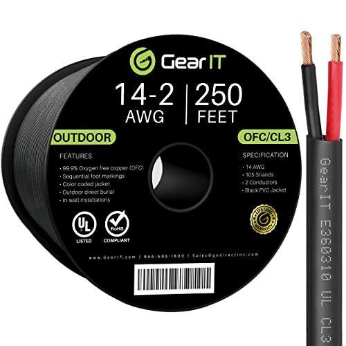 GearIT スピーカーケーブル AZ-SPKR-14AWG-CL3-BK-250C2 - 車載用アンプ