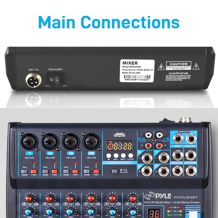 Pyle スタジオ用レコーディング機器 PMXU83BT ワイヤレスシステム ブラック｜valueselection｜06