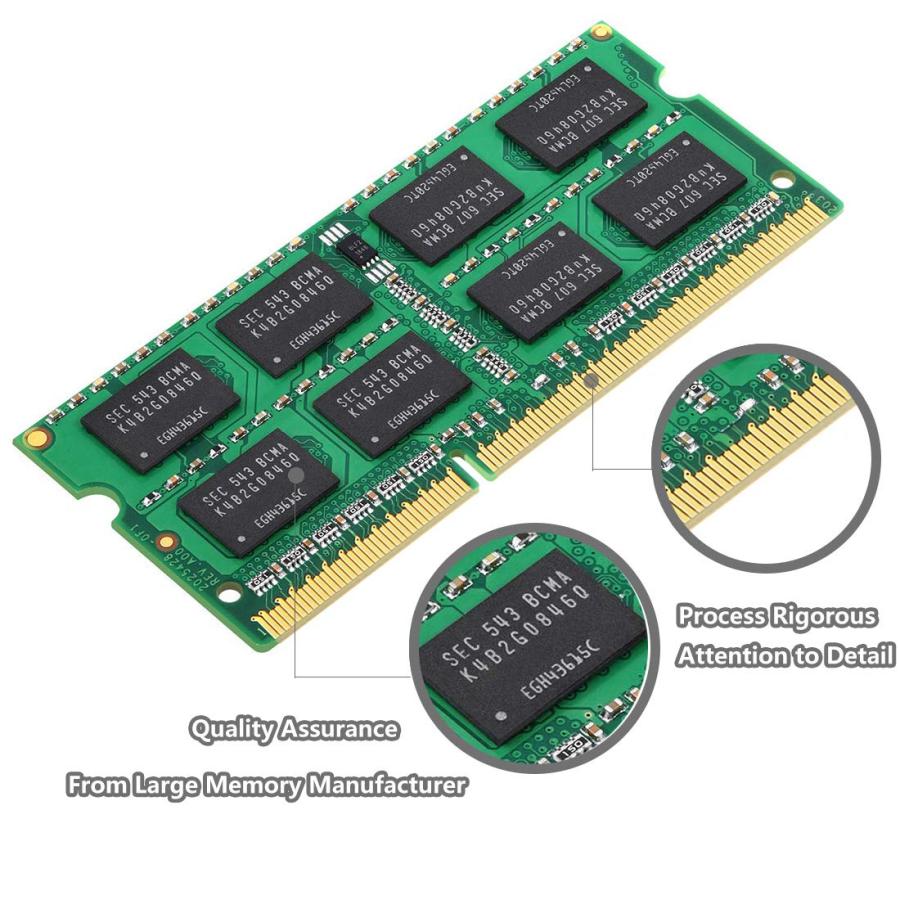 DUOMEIQI 8GB キット (2 X 4GB) 2RX8 PC3-8500 PC3-8500S DDR3 1066MHz SODIMM CL7 204ピン 1.5v 非ECC アンバッファードノートブックメモリ ノートパソコン RAM｜valueselection｜02