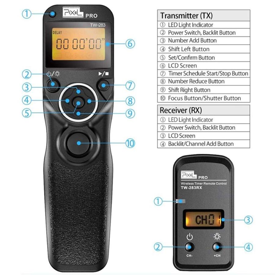 Pixel Timer シャッターリリース TW283-N3 ワイヤレスリモコン Canon 5D Mark-III/Mark-IV 5D R5 R5C 10D 1DX 1DC 1DS 1D 5DS 5DSR 20D 6D 7D Mark-II 7D 50D 40｜valueselection｜05