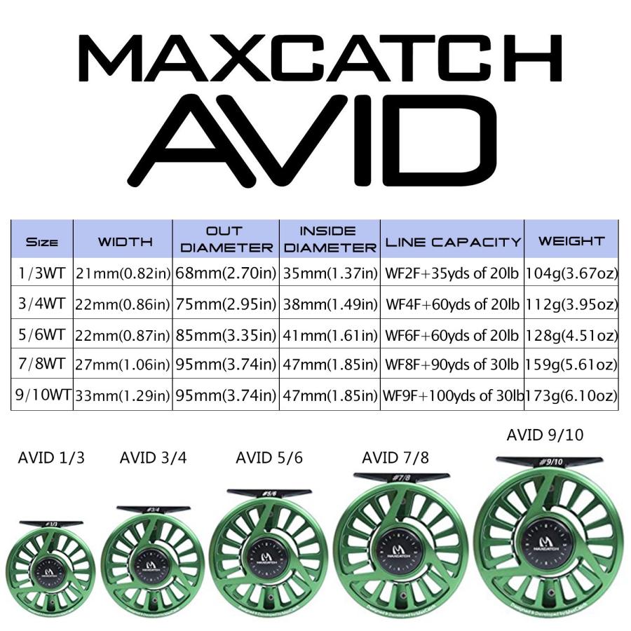 大特価祭 Maxcatch Avidシリーズ フライフィッシングリール - 1/3 3/4 5/6 7/8 9/10 5色あり 3/4 wt