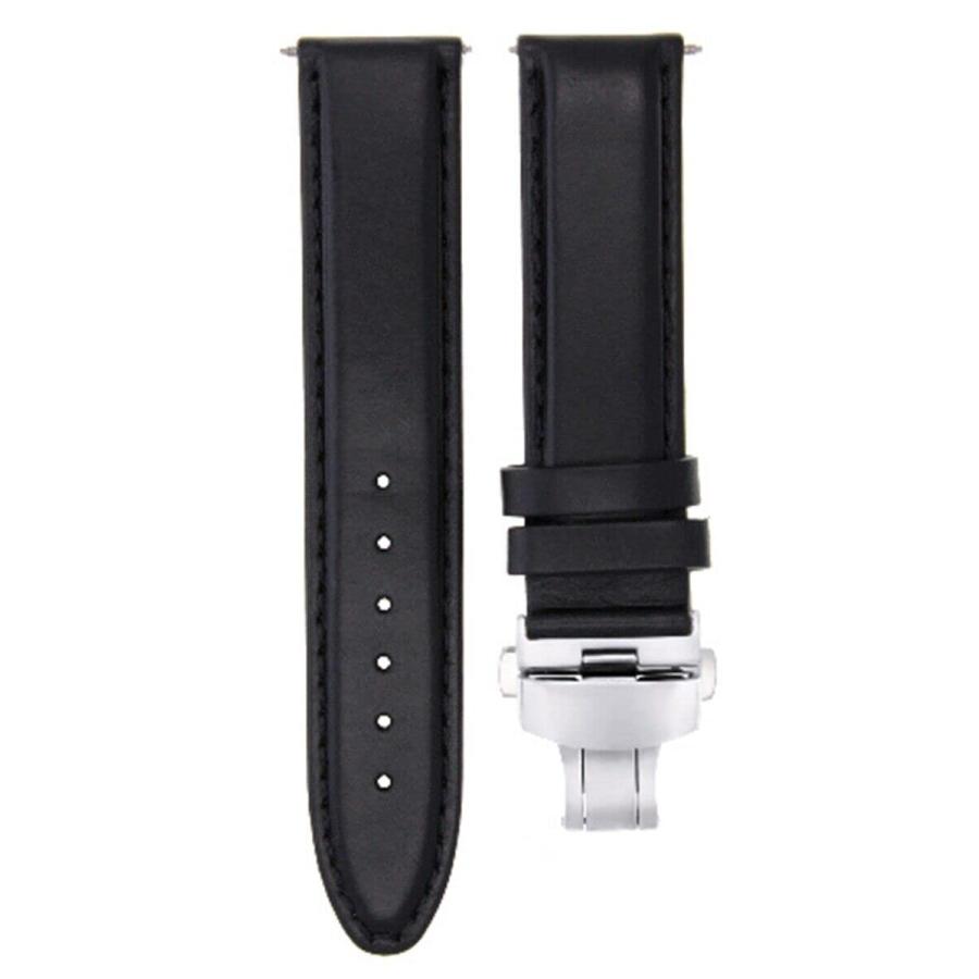 腕時計パーツ 互換品 20mm Leather Watch Strap Smooth Compatible with Ulysse Nardin Waterproof Deploy Clasp Black｜valueselection｜04
