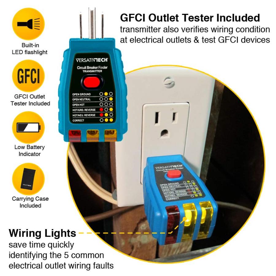 Circuit Breaker Finder, GFCI Circuit Tester ＆ Flashlight: Updated 3-in-1 Circuit Breaker Finder with Electrical Panel Labels to Identify The Circuit｜valueselection｜02