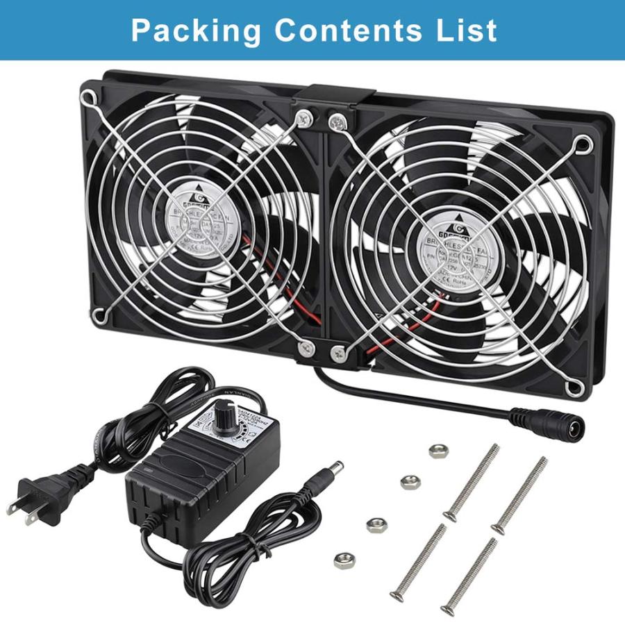 GDSTIME Big Airflow Dual 120mm Fans DC 12V Powered Fan with AC 110V - Speed Control, Chassis Cooling Fan, Server Workstation Cooling Fan :B07WSZWNMM:バリューセレクション - 通販 - Yahoo!ショッピング