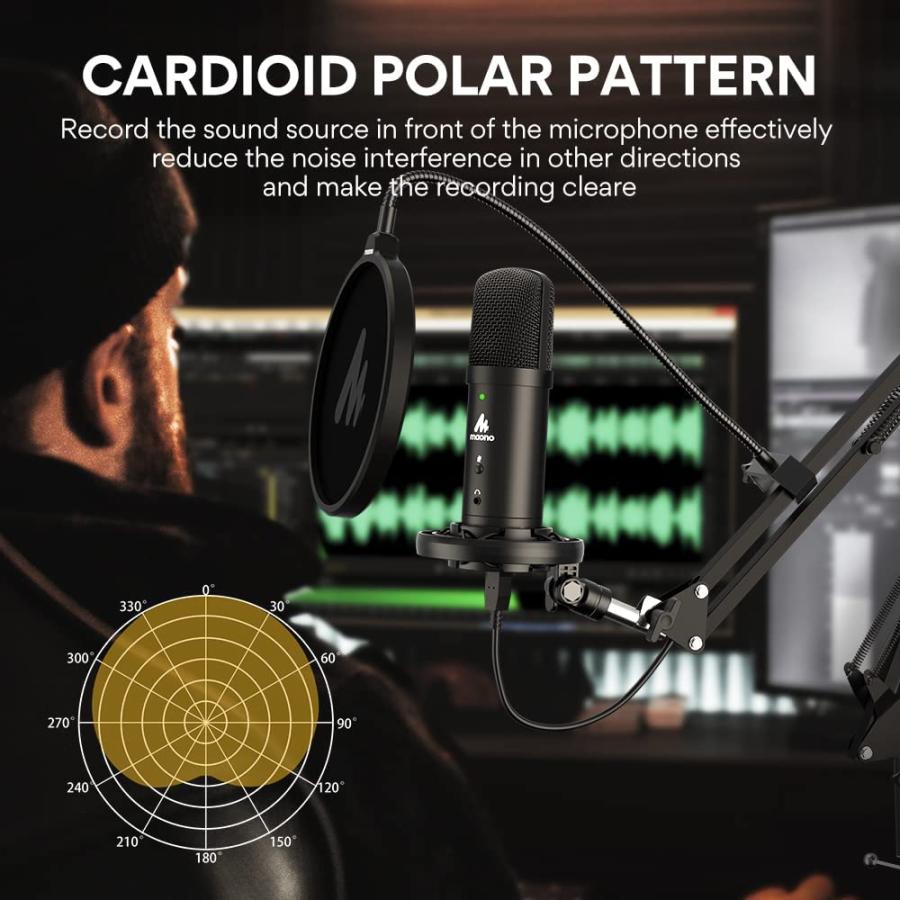 MAONO コンデンサーマイク USB マイク PC マイク 単一指向性マイク アームマイク マイクセット ミュートボ マイク MAONO コンデンサーマイク USB PC 単一指向性マイク アームマイク マイクセット ミュートボ