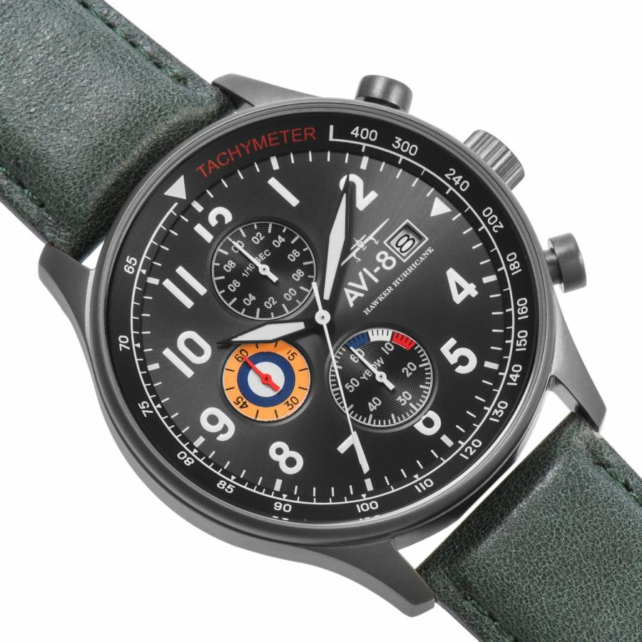 Avi-8 Men's Hawker Hurricane AV-4011-0D Silver Leather Japanese Chronograph Fashion Watch｜valueselection｜02